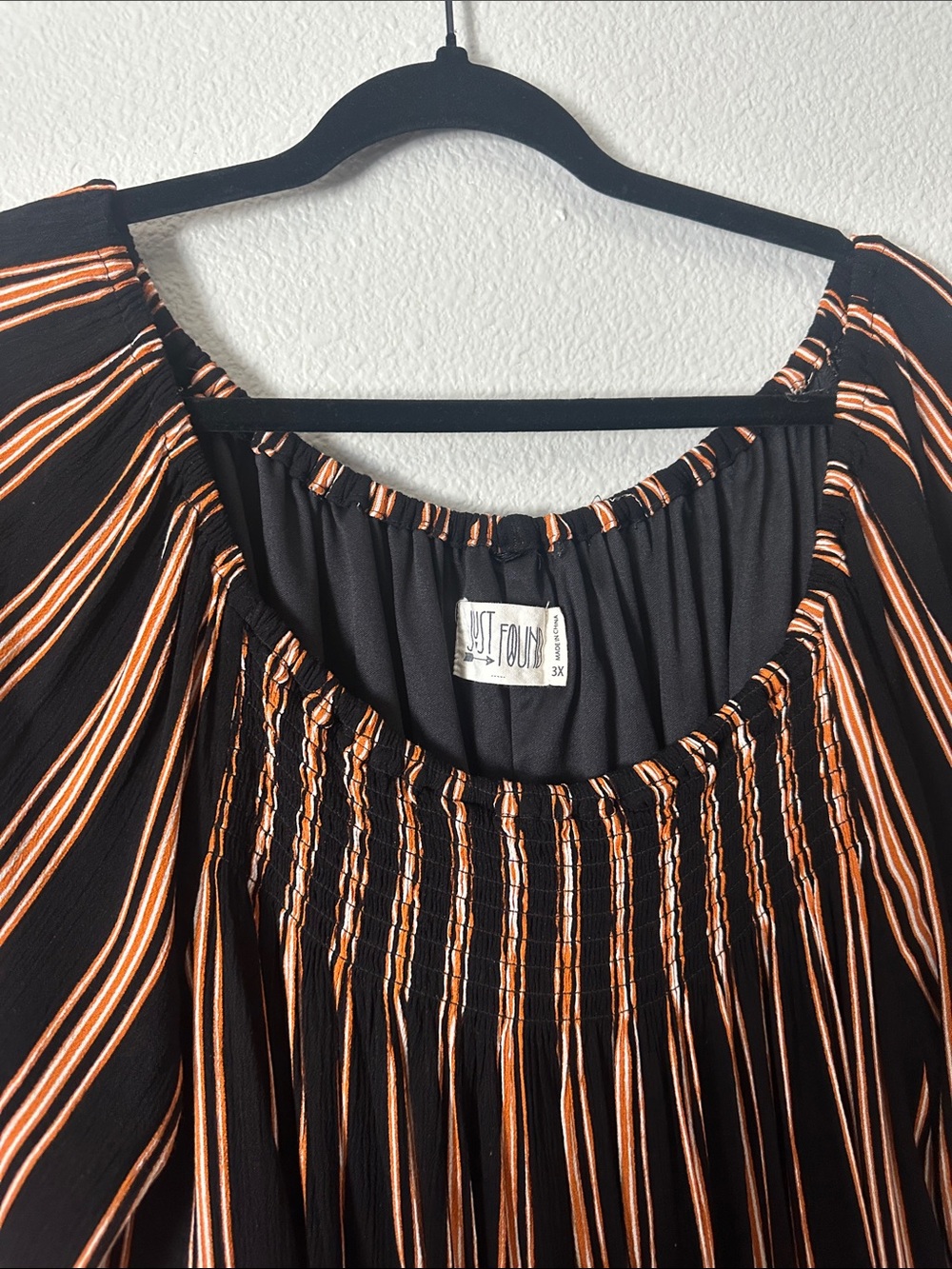 Fall Colors Tunic 3x Orange Black White Stripes Peasant Style - Picture 8 of 12